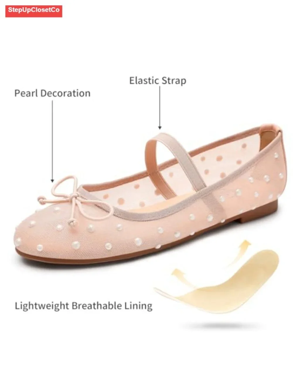 Women's Closed Round Toe Ballet Flats with Elastic Strap Bowknot Comfortable